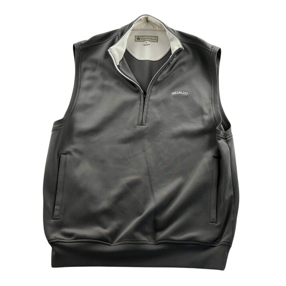 Donald Ross Mens Golf Medalist Vest Medium Gray Sleeveless 1/4 Zip Performance